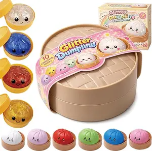 Dumpling Squishy Random Glitter Dumpling Box  Cute Doll Stress reducing toys Press toys Birthday gifts for boys and girls Indoor decoration
