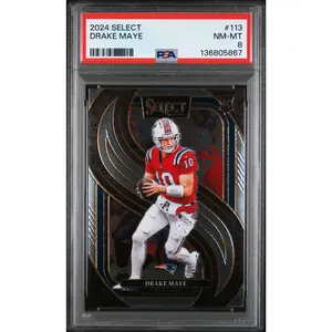 Drake Maye 2024 Select Football Rookie Card #113 Graded PSA 8 Cert #136805867