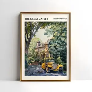 The Great Gatsby Art Deco: The Great Gatsby Unframed Poster - F. Scott Fitzgerald Literary Art - Roaring 20s Jazz Age Decor - Classic American Literature Gift