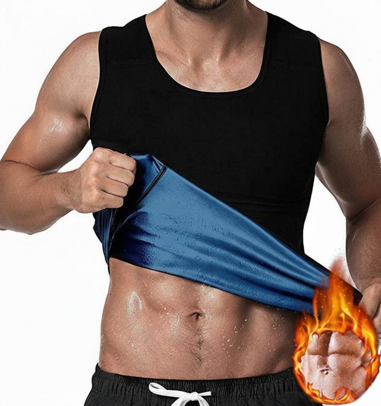 Men's Sweat Vest Fitness Shapewear Tech Blue Powerful Abdominal Shaping Sportswear for Gym Summer Heat-Gathering Core Support Nano-Level Coating