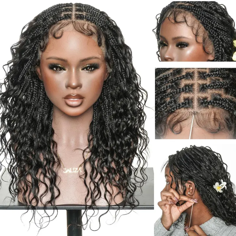 JALIZA Mila Women's 18 inches Glueless Hand-Tied Full Lace Base Braided Wig - Invisible Drawstring Design, Adjustable Fit, Neat Braided Look, Seamless Blend, Salon-Level Look, Baby Hair, Natural Density, Natural Scalp, Everyday Wear,so