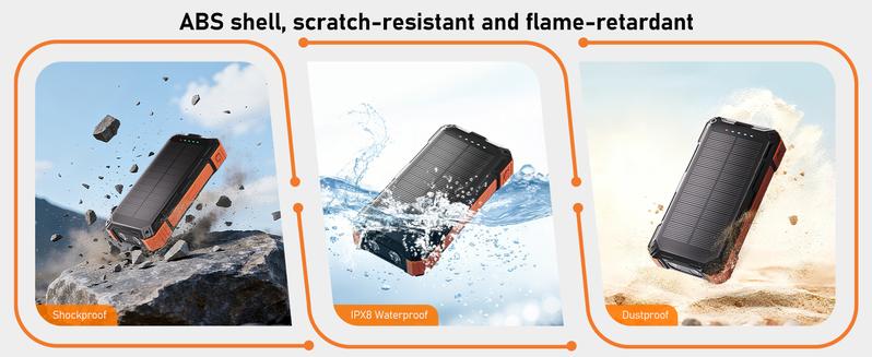 Solar Power Bank 49800mAh | 15W Wireless Charging | Built-in 4 Cables | 22.5W PD Fast Charging | Rugged Outdoor Power Bank for All Devices