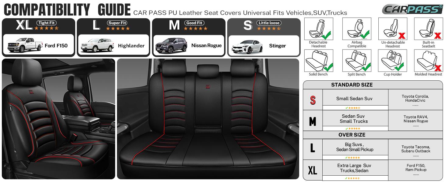 CAR PASS 3D Foam Mesh Leather Car Seat Covers Front Seats, Air Cool Mesh Front Seat Covers for Car, Universal Fit for SUV Truck Sedan Automotive, Armrest Airbag Compatible