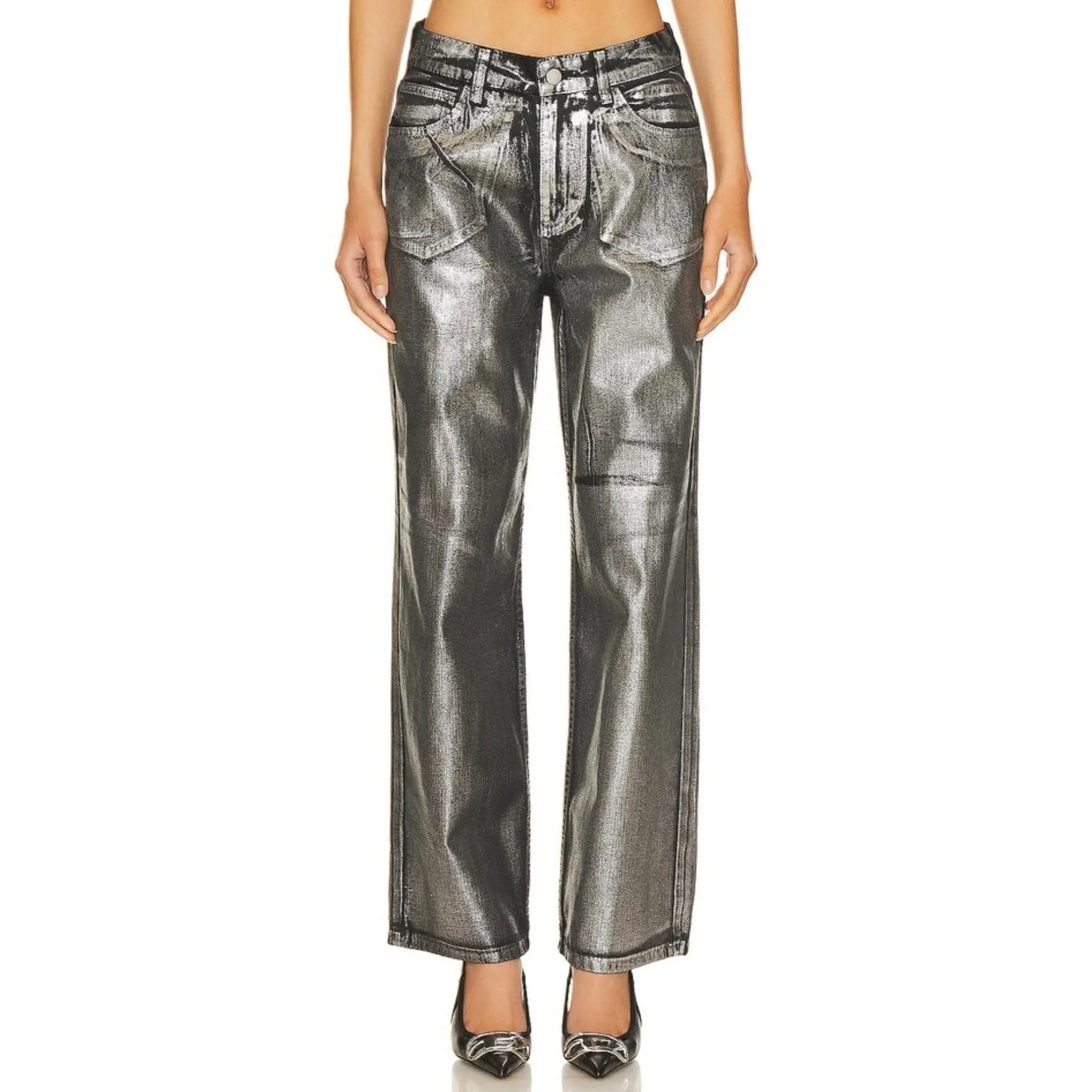 Silver Metallic Jean