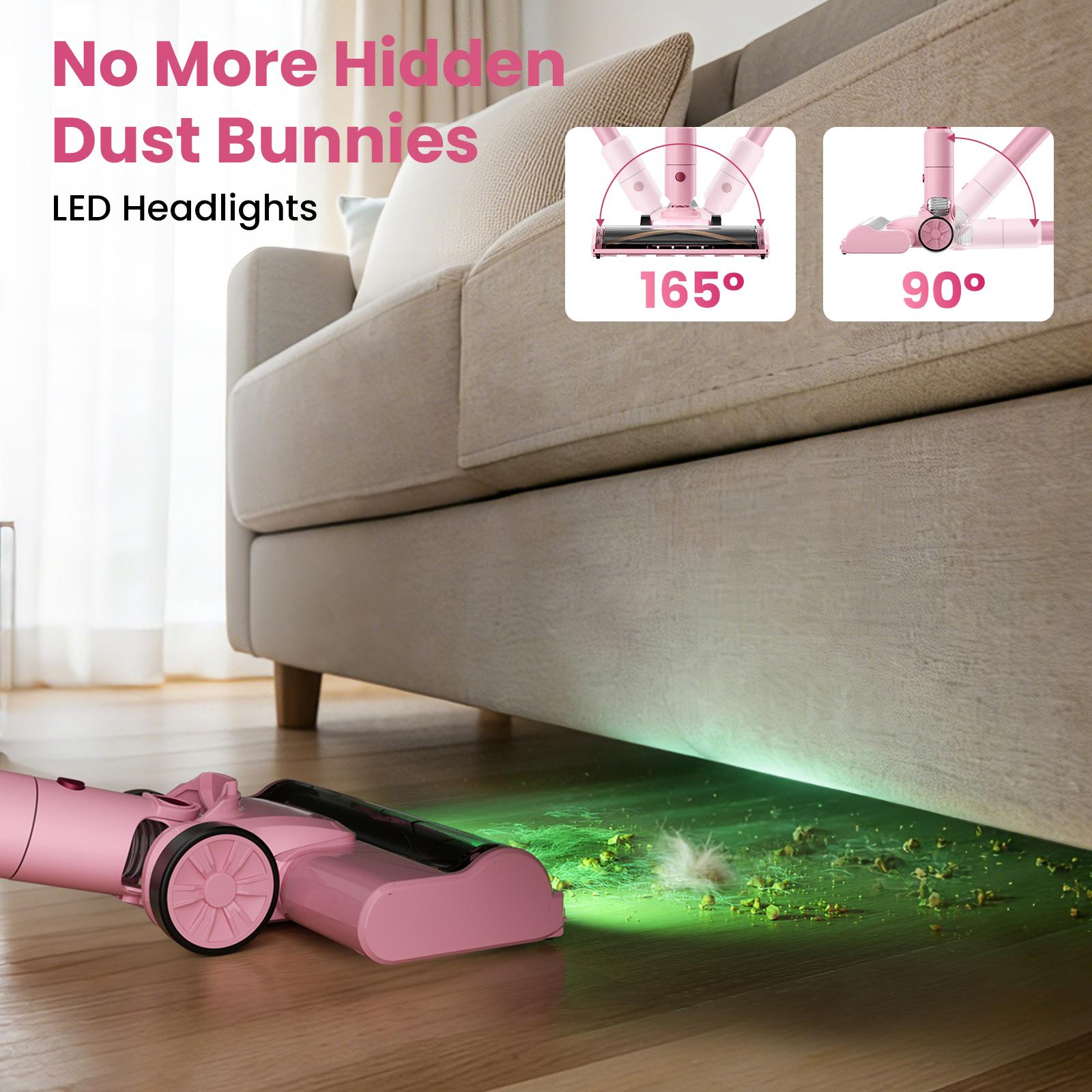 [FebFaves]S2 Cordless Vacuum, 50KPA Strong Suction & 55-Min Runtime, Anti-Tangle Rechargeable Stick Vacuum with Green LED for Easy Daily Cleaning , Lightweight 2-in-1 Handheld with Self-Standing Design for Floors, Carpets, Sofa, Tiles, Cars