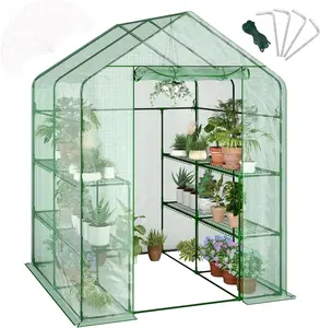 Greenhouses for Outdoors with 12 Wire Shelves, 4.7 x 4.7 x 6.4 ft Portable Greenhouse with Thicken PE Cover, Roll-up Zipper Door, Walk-in Green Houses for Seedling Flowers Growing