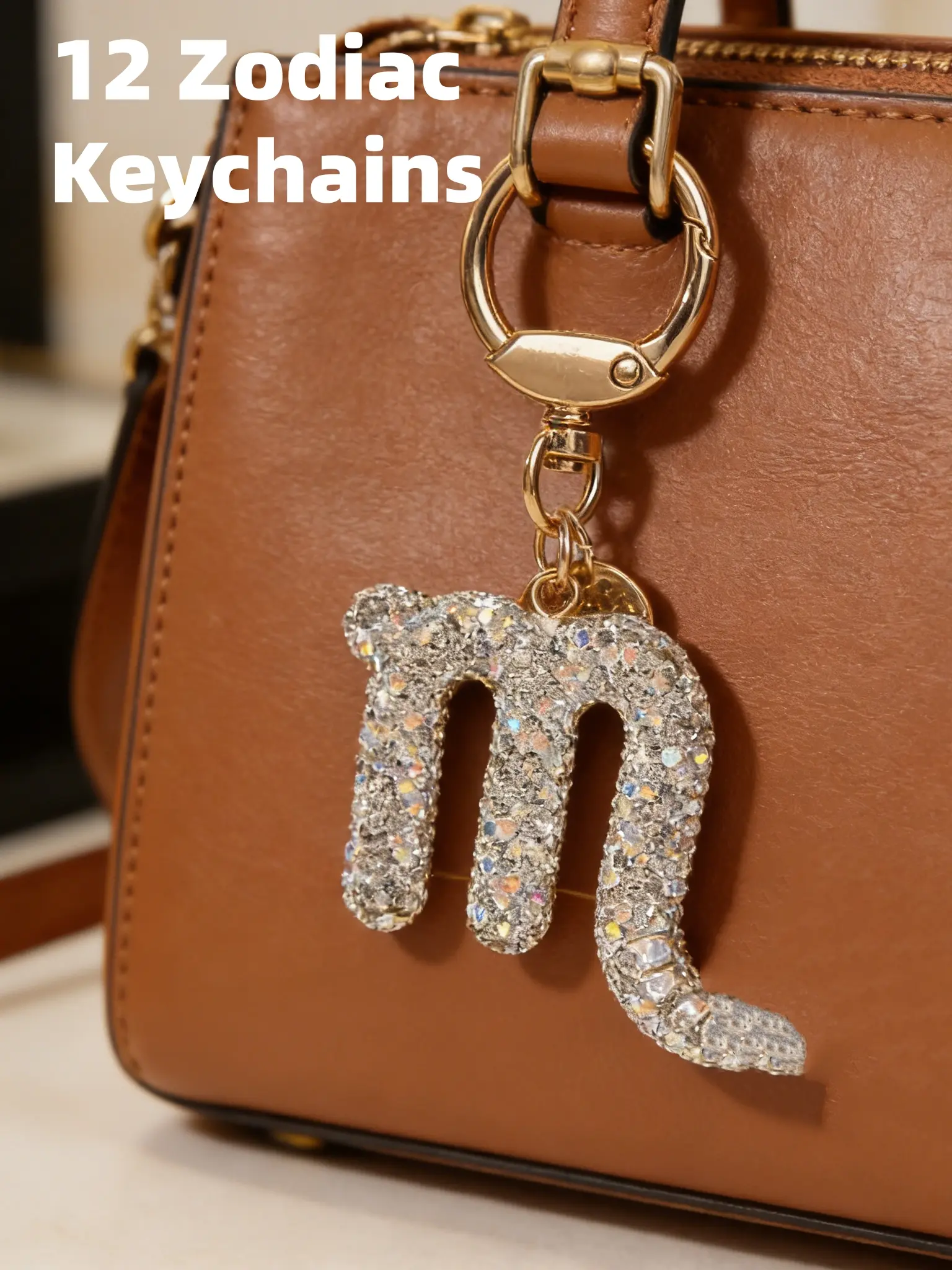 12 Zodiac Keychains, Fashionable Bag Accessories Charms, Fashionable Accessory, Unique Design for Daily Use, Perfect Gift for Women and Girls, Universal Sparkly Bag Charm, Perfect Gift Choice