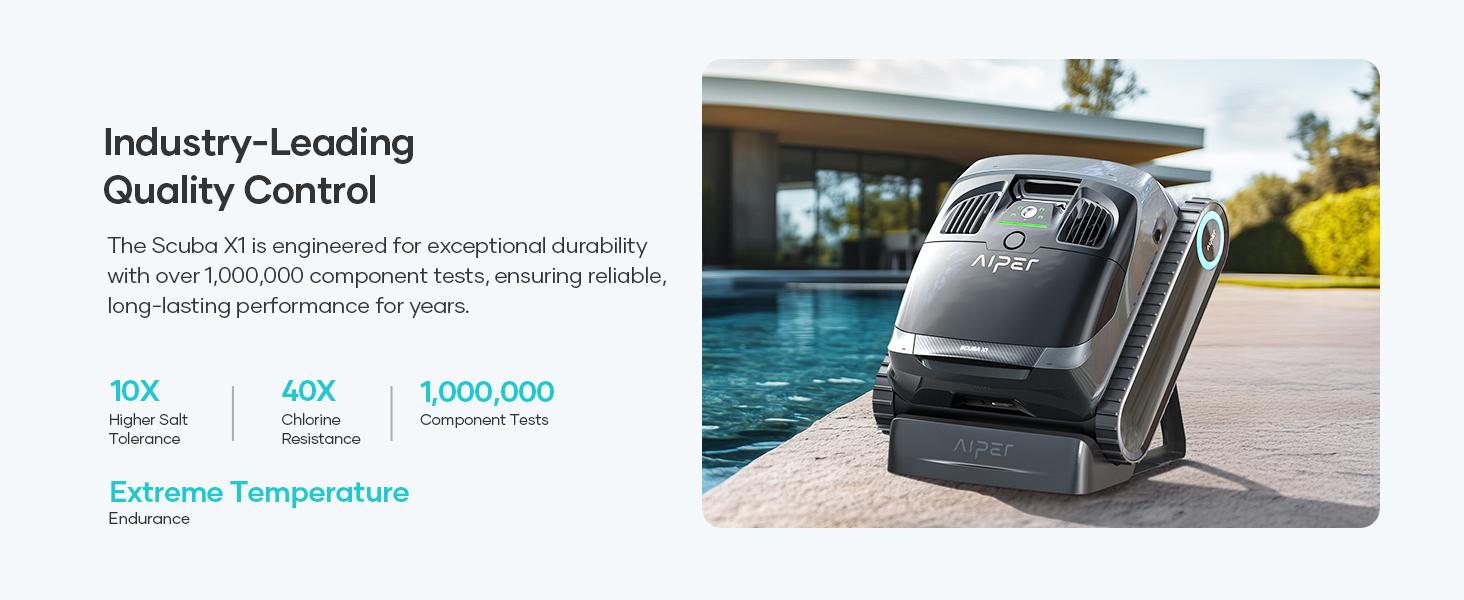 AIPER Scuba X1 Cordless Robotic Pool Cleaner, 6600 GPH High-Power Suction, Horizontal Waterline Scrubbing, Upgraded Cross Pattern Smart Navigation, Ideal for Inground Pools up to 2,150 sq.ft