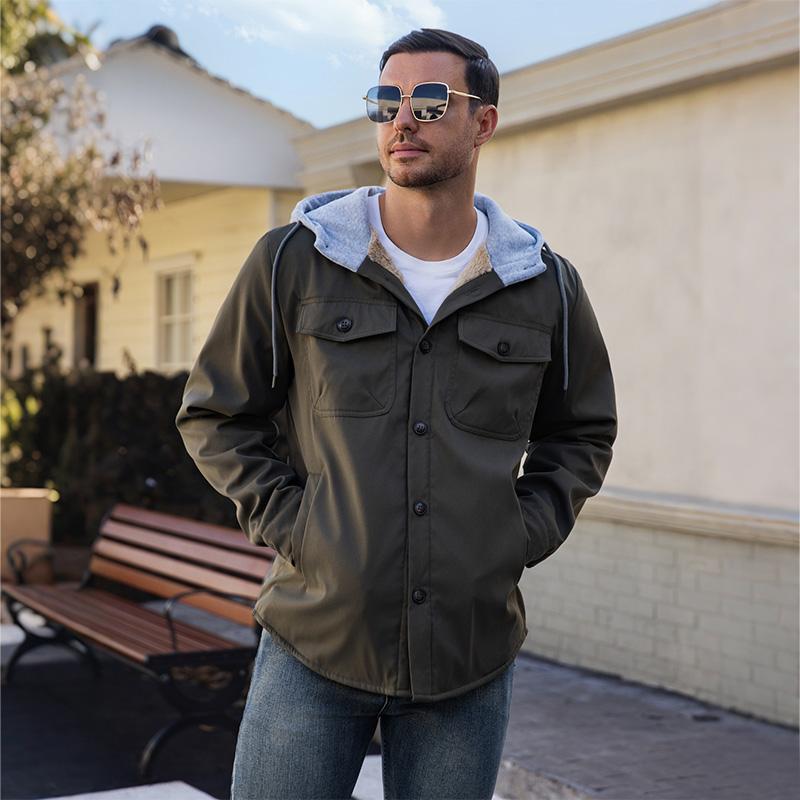 Zaitun Men's Hooded Jacket with Pockets - Sherpa Lined for Ultimate Warmth, Perfect for Cold Days! jackets  for  men