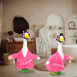 Winter Goose Costumes for 23-Inch Cement Plastic Goose Statues, Ideal for Ladies' Porches & Outdoor Garden Lawn Patio Decor, Compatible with Landlady Bathrobes, Curling Irons
