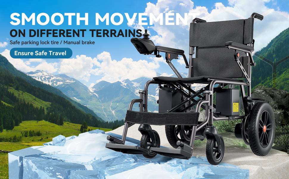 HOMYKING  Elderly-Friendly Foldable Electric Wheelchair 24V Lead-Acid Battery 15km Range 12-Inch All-Terrain Tires Secure Slope Stop Left/Right Switch Parents Gift，Valentine's Day/New Year's Gift