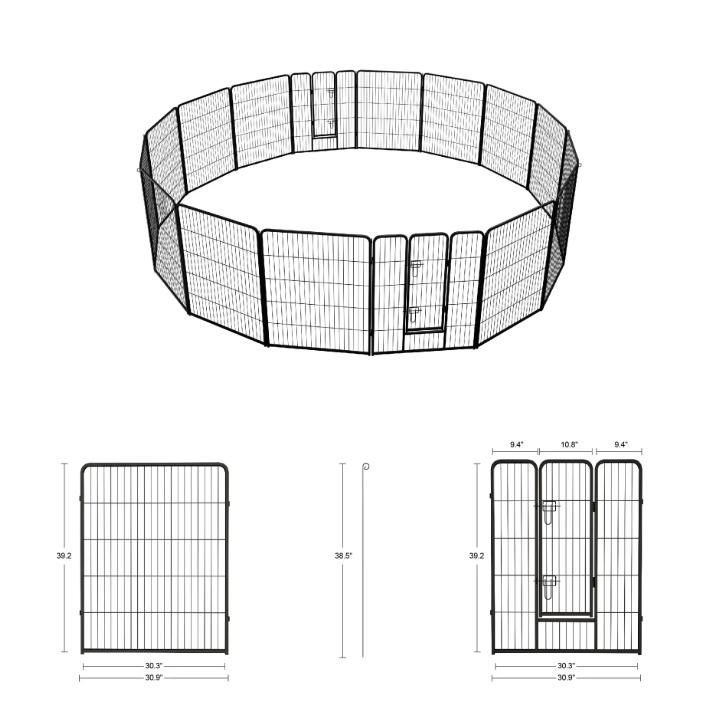 Outdoor Pet Enclosures  Popular Spring  2026 ,40 Inch 16 Panels Large Space Dog Playpen with Door, Escape-Proof Outdoor Dog Exercise Pen for Yard & Training Playpens