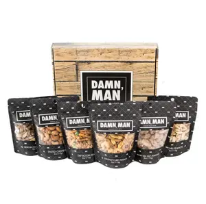 Damn Man 6 Nut Gift Box - Mixed Flavored Nuts - Six Variety Snack Assortment - Corporate Gifts for Him - Roasted Salted Tasty Vegan Snacks