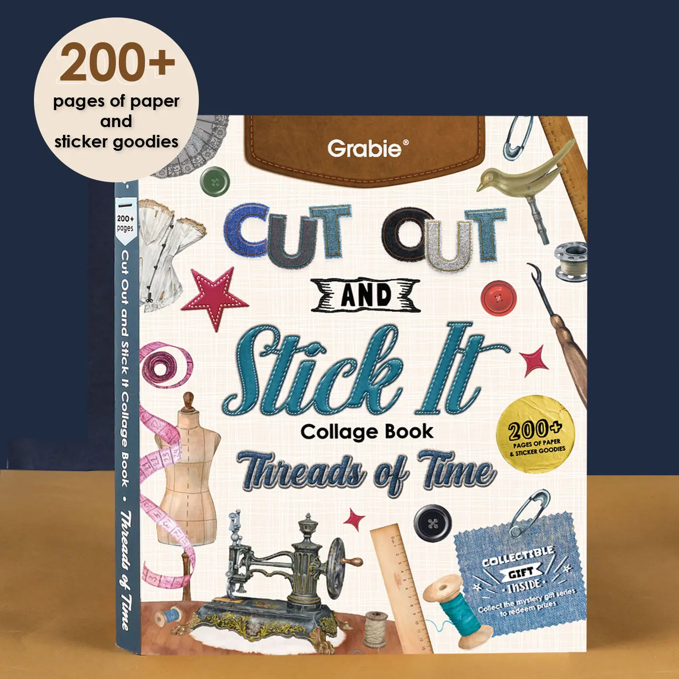 Grabie 200+ Pages Threads of Time Collage Activity Book, Vintage Scrapbook, Die-Cut Stickers, Craft Paper, Double-Sided Smooth Writing Paper, Pre-Print Cut Outs for Journaling, Handmade Cards (DealsForYouDays), Scrapbook Materials, Card Making Supplies, C