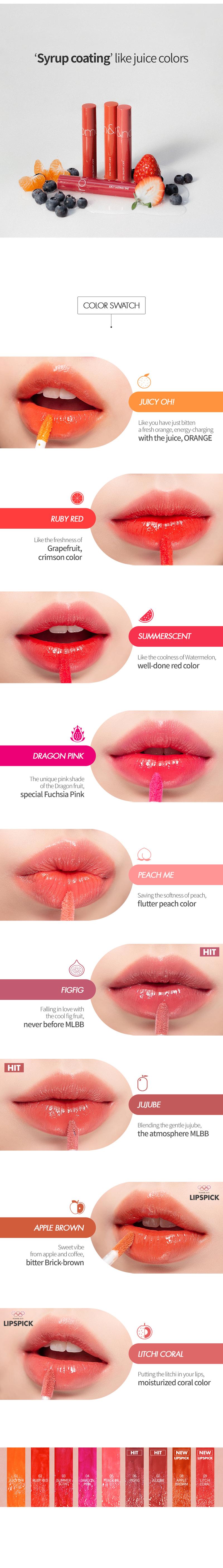 [rom&nd Official Shop] rom&nd Juicy Lasting Tint 5.5g Juicy & Glossy Finish, Long-lasting, Moisturizing, Highly-Pigmented, Lip Care