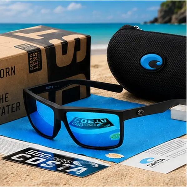 Costa Del Mar 580G Polarized Sunglasses – Blue Mirror Lens, Black Frame, Fishing & Outdoor Sports
