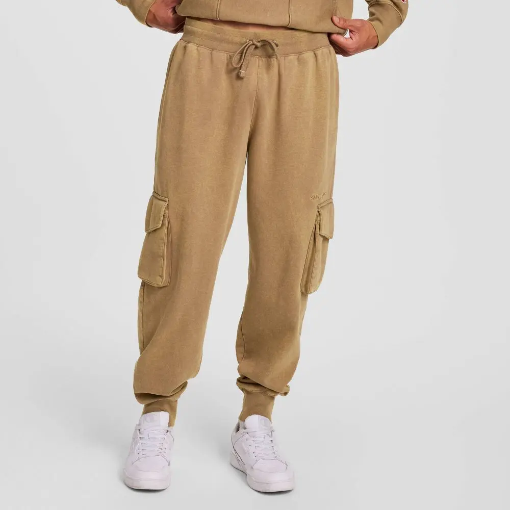 Champion Men's Soft Washed Embroidered Cargo Fleece Joggers - Baggy Mid-Rise Pants, 88% Cotton Male Clothing, Athletic Look Aesthetic Menswear Bottoms