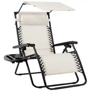 Best Choice Products Folding Zero Gravity Recliner Patio Lounge Chair w/ Canopy Shade, Headrest, Tray Best Choice Products Folding Zero Gravity Recliner Patio Lounge Chair w/ Canopy Shade, Headrest, Tray