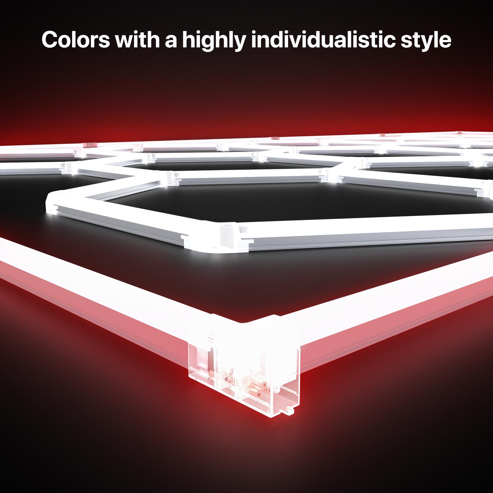 HYPERLITE All-New Creative Design 624W Hexagon DIY LED Garage Light 62400LM Honeycomb Ceiling Lighting System with Colorful Outer Frame 15-Grid DIY Plug-in Setup for Car Detailing Shops Basements Warehouses SpringGlowUp Upgraded Build