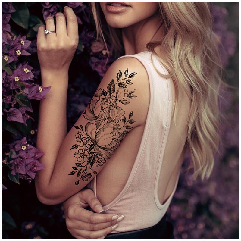 36 Sheets Long Lasting Flower Temporary Fake Tattoos For Women Arm Neck, Jellyfish Sunflower Moon Rose For Adults Girl, 3D Temp Realistic Snake Tatoo Stickers Serpent Peony Floral Kids