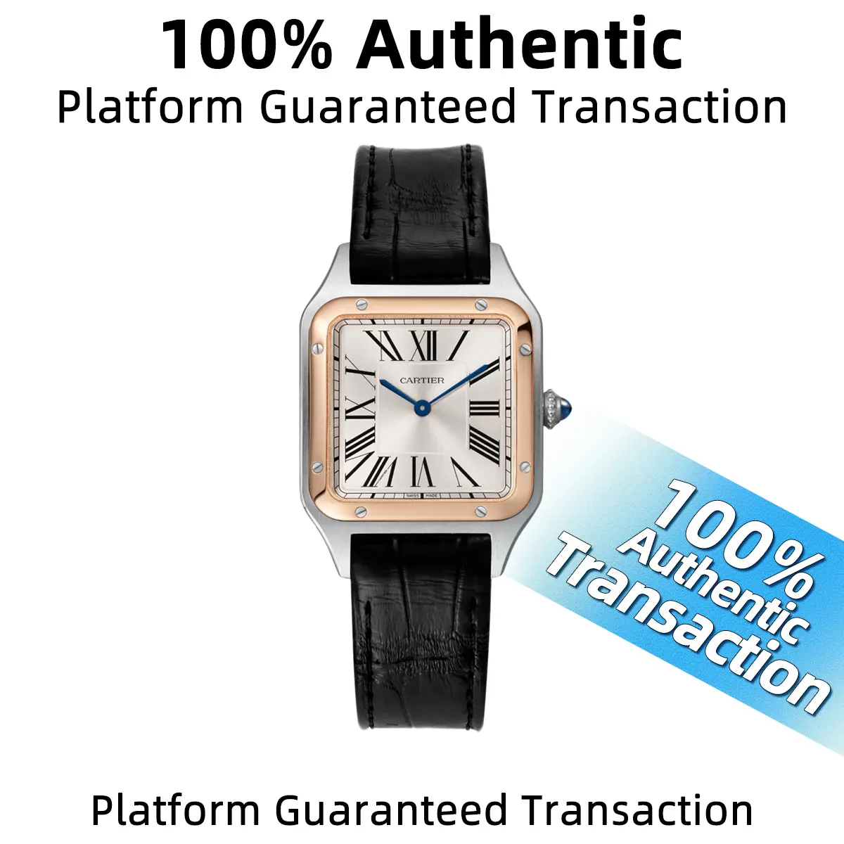 Cartier Santos Series W2SA0012 Quartz Watch 38×27mm White Dial Two-Tone Stainless Steel & Gold Ladies Watch WHP043289