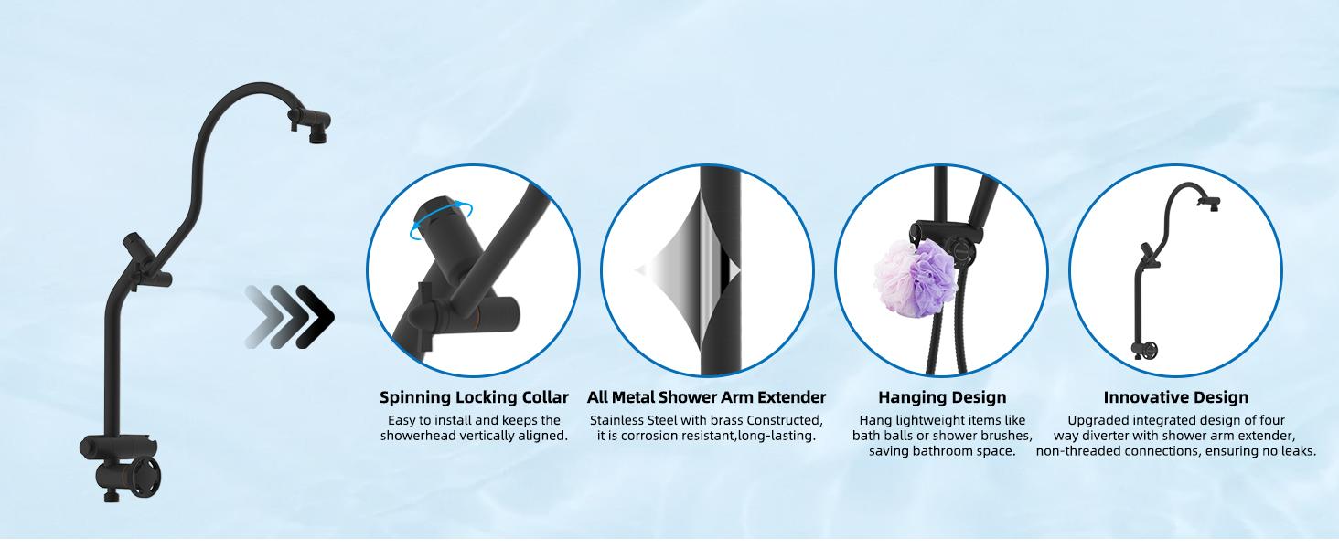 Hibbent Upgraded 13'' Shower Head Combo, High Pressure 5 Spray Rainfall Showerhead with 10 Spray Modes Handheld,All Metal Easy Reach 4-way Diverter with Pause Mode, 71'' Hose and Holder, Matte Black