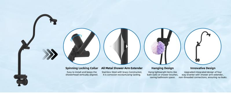 Hibbent Upgraded 13'' Shower Head Combo, High Pressure 5 Spray Rainfall Showerhead with 10 Spray Modes Handheld,All Metal Easy Reach 4-way Diverter with Pause Mode, 71'' Hose and Holder, Matte Black