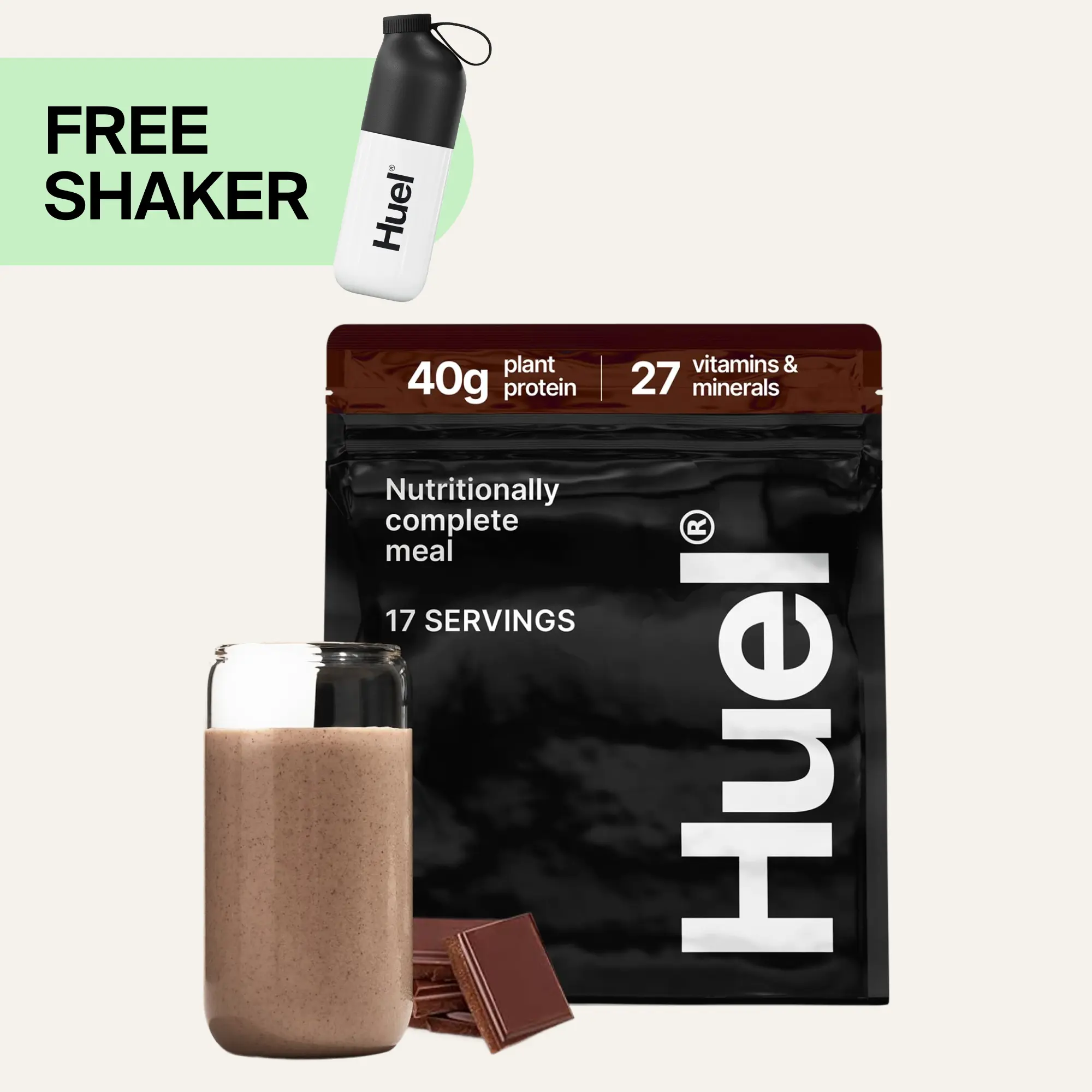 Huel Black Edition Powder | 40g Plant-Based Protein | 27 Vitamins & Minerals | Nutritionally Complete Meal | 17 Servings