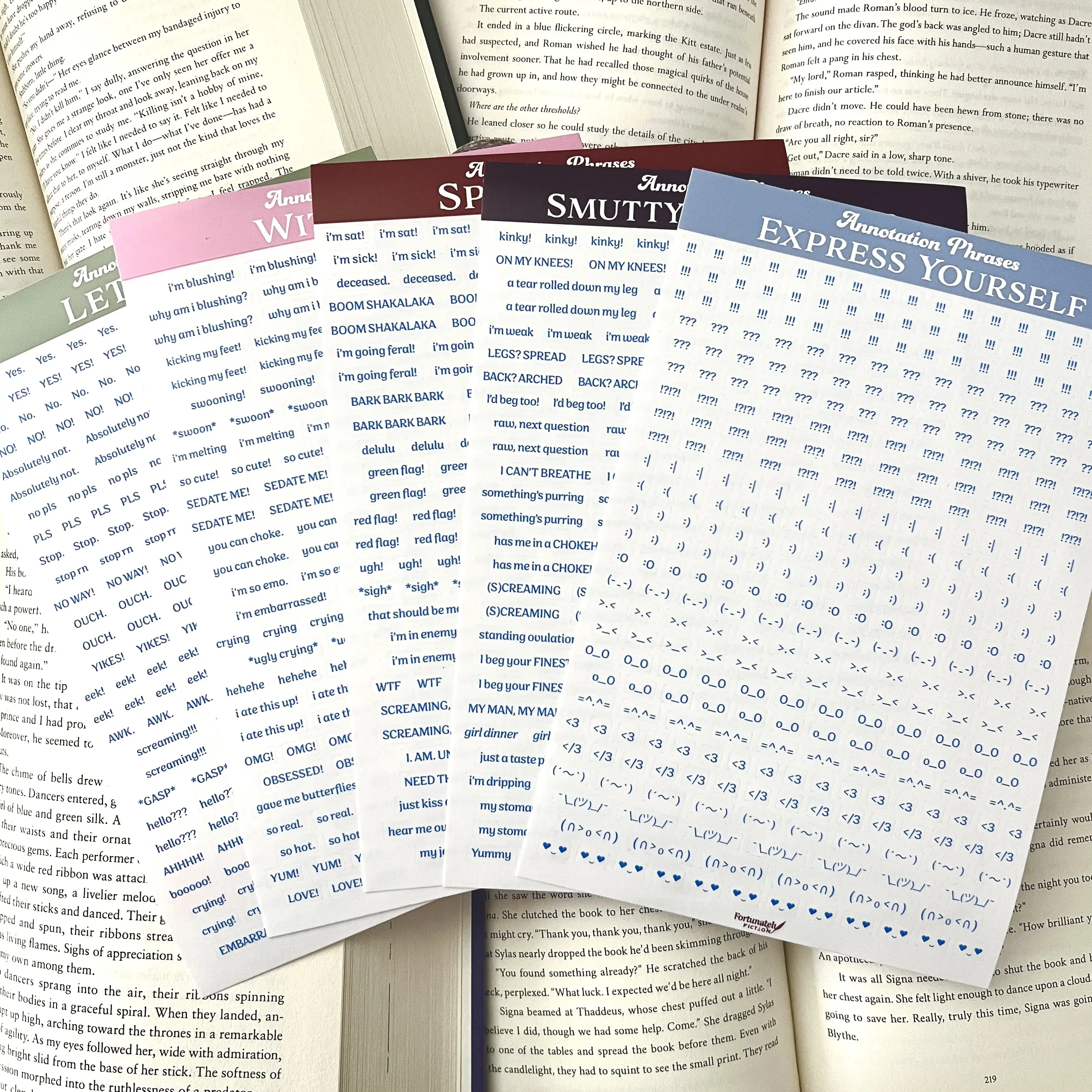 Blue Annotation Phrases Transparent Sticker Sheets