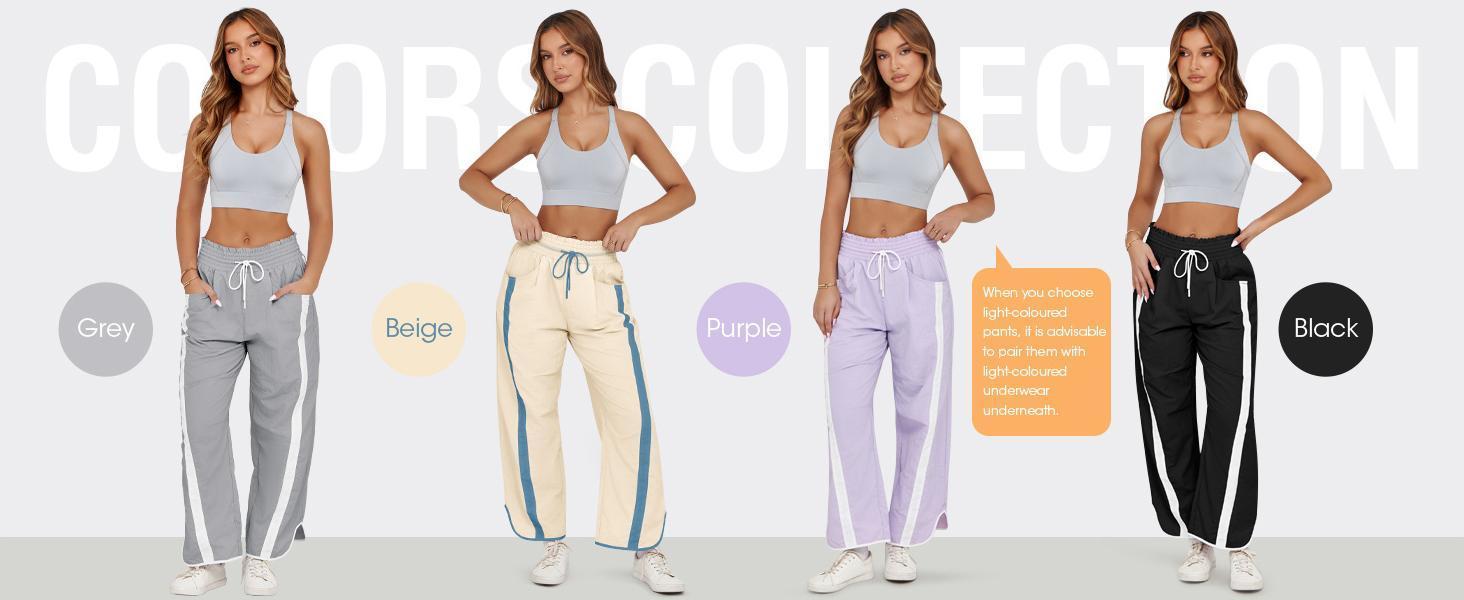 Imily Bela Women's Baggy Wide Leg Pants Casual Drawstring Elastic Waisted Contrast Color Workout Y2K Track Pants for All Seasons - Wideleg Imily Bela Women's Baggy Wide Leg Pants Casual Drawstring Elastic Waisted Contrast Color Workout Y2K Track Pants for All Seasons - Wideleg