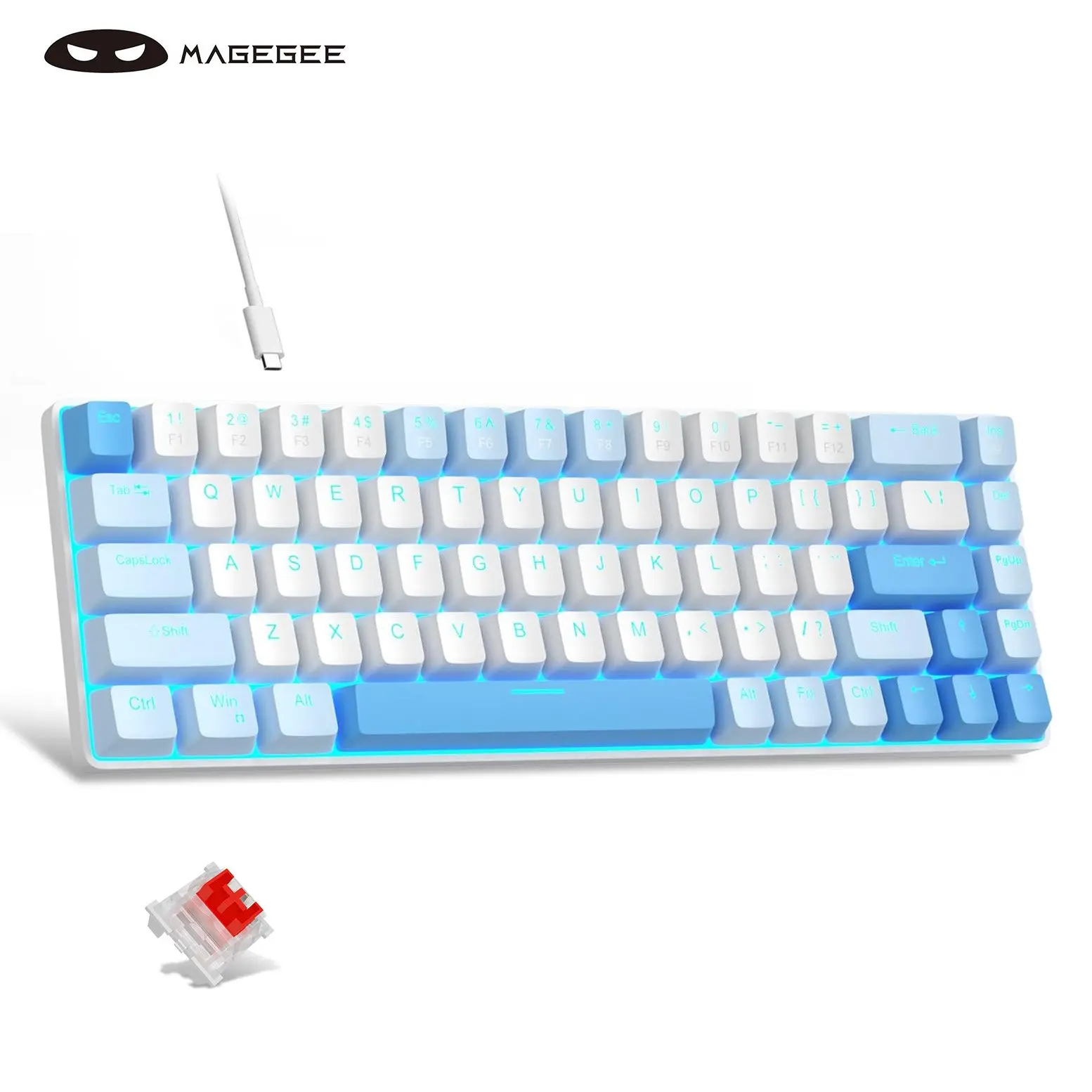 MageGee MK-BOX 60% Mechanical Keyboard, 68 Keys Compact Portable Gaming Keyboard with LED Backlight, Blue/Red/Brown Switch Options, Anti-Ghosting Pc Accessories Gaming Mini Wired Keyboard for PC Mac Laptop, LED Backlit Keyboard