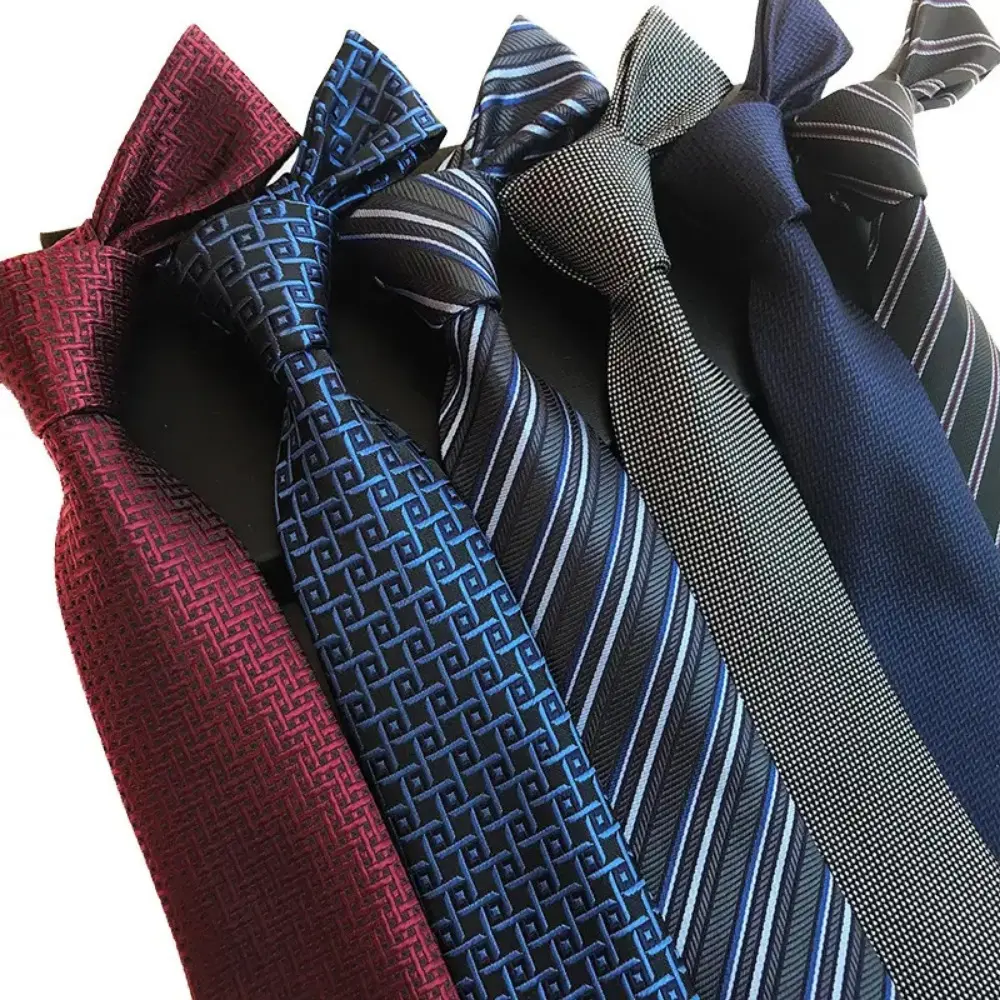 6-Pack Men's Neckties, Classic Slim Fit Woven Tie Set with Solid and Geometric Patterns for Formal Business, Includes a Black Tie