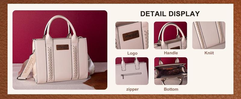 Wrangler Medium Tote Bag Top Handle Handbags Satchel Bag Women with Crossbody Strap