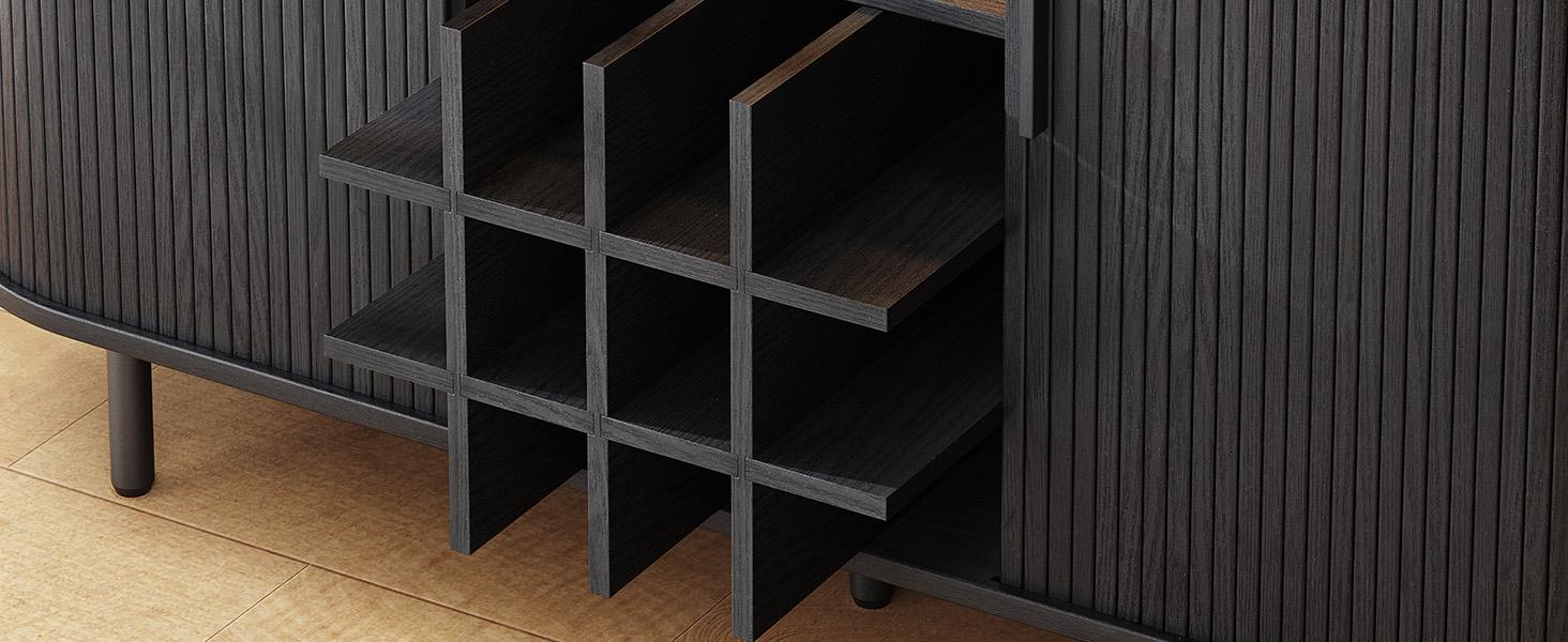 【SPOTLIGHT DAY】ONBRILL 54.6'' Modern Bar Cabinet With Adjustable Shelves & RGB Lights, Wine Cabinet With Wine Glass Holder & Wine Rack