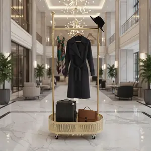 Clothing Rack with Wheels and Large Storage Base, Space Saving Coat Rack for Bedroom Decor