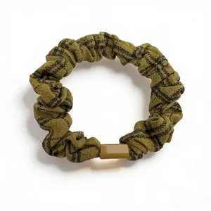 a set of six,Retro Houndstooth Fabric Scrunchie – High Elastic, Non-Damaging Winter Hair Tie for Women