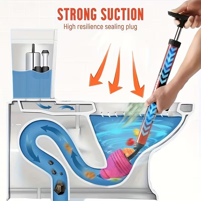 Heavy-Duty Air Pressure Toilet Drain Cleaner, Designed to Unclog Pipes, Featuring a Toilet Suction Cup And Effective for Sinks And Showers, with an Ergonomic Handle for Ease of Use Heavy-Duty Air Pressure Toilet Drain Cleaner, Designed to Unclog Pipes, Featuring a Toilet Suction Cup And Effective for Sinks And Showers, with an Ergonomic Handle for Ease of Use