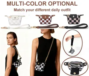 Minimalist Plaid Dumpling-Shaped Mini Shoulder Bag for Women with Detachable Chain Crossbody Zippered Pouch for Lipstick Keys Small Items Multi-Color Optional