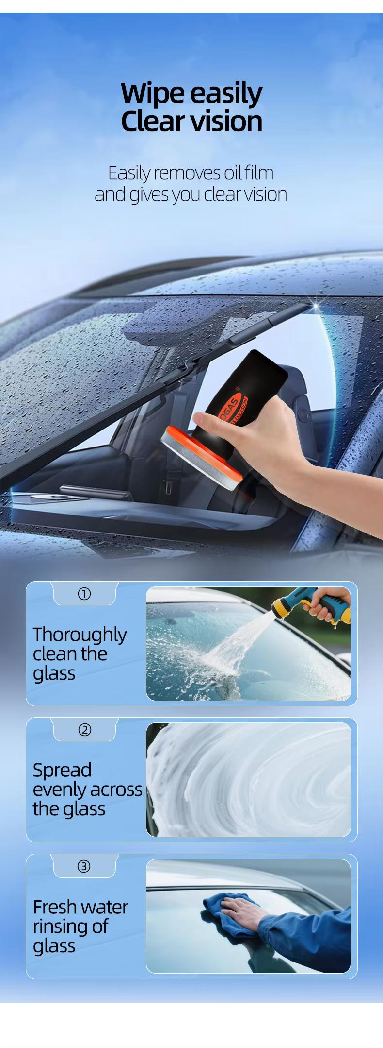 Car Oil Film Cleaner,Glass Emulsion Cleaner,Handle Oil Film Remover&Windshield Cleaner For Cars Window, Glass Emulsion, Crystal Clear View
