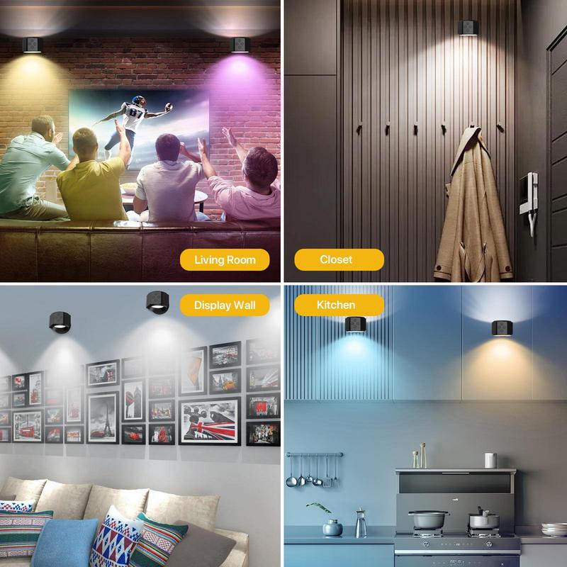 HYPERLITE Wireless Wall Lamp Magnetic Rechargeable RGB Light Remote Button Control Adjustable Night Light Book Lights for Bedroom Living Room Kids Study Display Wall Hallway Kitchen Stair Basement,Jumpstart newyear HYPERLITE Wireless Wall Lamp Magnetic Rechargeable RGB Light Remote Button Control Adjustable Night Light Book Lights for Bedroom Living Room Kids Study Display Wall Hallway Kitchen Stair Basement,Jumpstart newyear