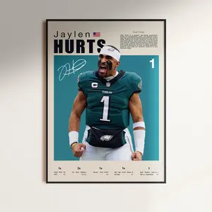Jalen Hurts Poster, NFL Wall Art, Philadelphia Eagles (Unframed), Football Player Art, Jalen Hurts Artwork, American Football Poster.