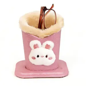 Eyeglasses Holder with Soft Furry Lining and Fixed Base, Durable Glasses Stand Case Vegan Leather Exterior, Portable Sunglasses Organizer, Perfect for Easter Gift Exchanges, Birthday Presents, and a Must-Have for Eyeglass Owners.