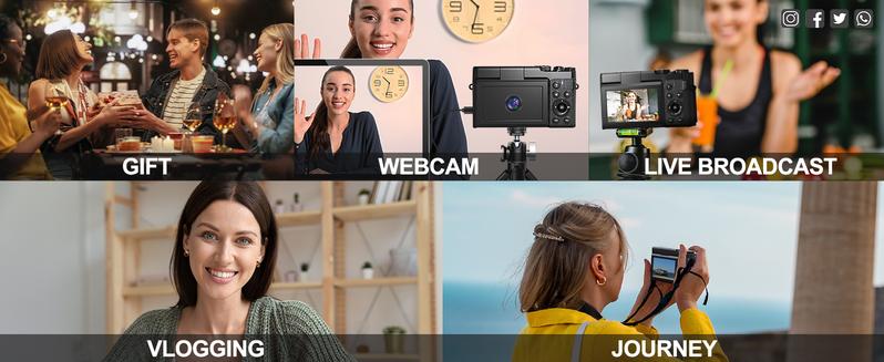 NBD 5K Retro Digital Camera 64MP Vlogging Camera with 3" Flip Screen 18X Zoom 2 Batteries for Teens and Adults