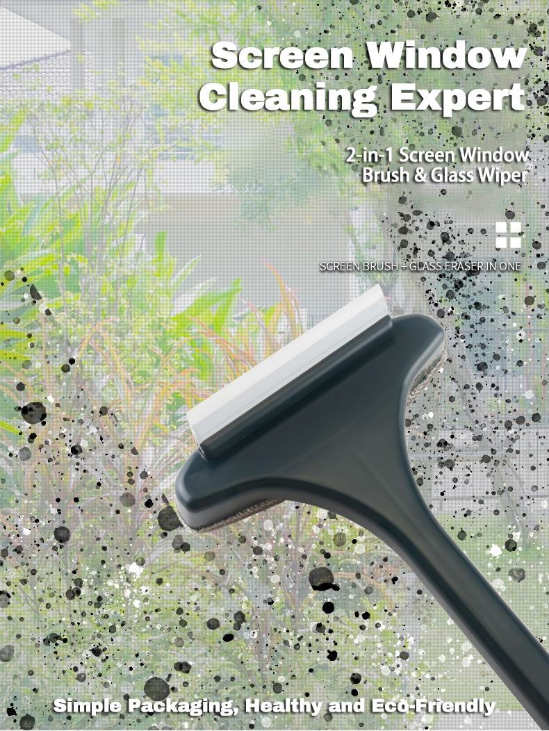 Multifunctional Anti-mosquito Screen Brush Glass Cleaning Tool with Dual Heads & Detachable Handle for Streak-Free Results on Windows, Mirrors, & Car Windows