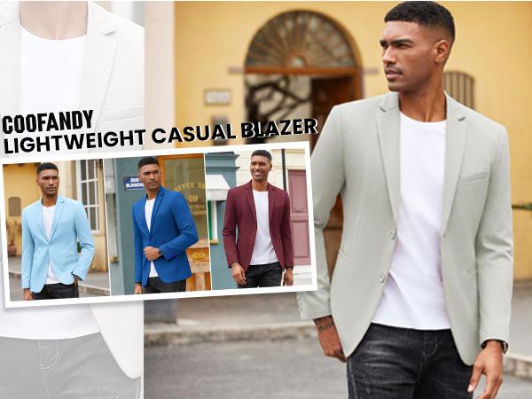 COOFANDY Men's Casual Blazer Slim Fit Suit Jackets Two Button Lightweight Knit Sport Coat Menswear Long Sleeve  Breathable Fashion