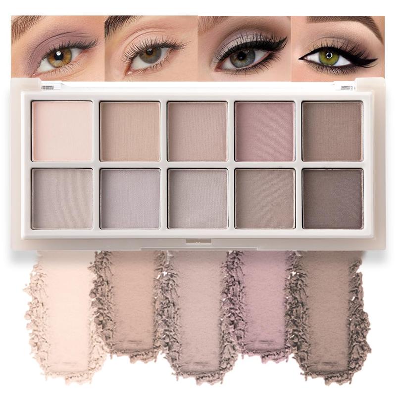 10 Color Matte Neutral Eyeshadow Palette - Neutral Taupe & Grey Brown Shades, Blendable Long-Lasting, Vegan Cruelty-Free Natural Nude Eye Shadow Palette for Women, Professional Makeup Looks