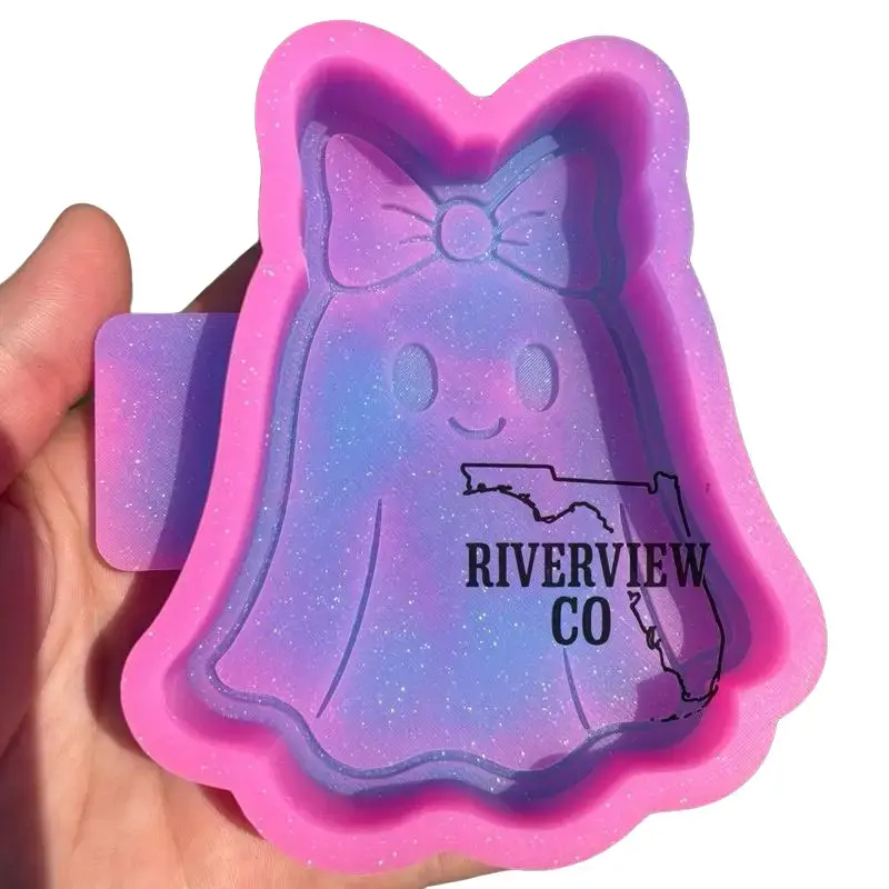 Riverview Co Cute Ghost with Bow Car Freshie Mold - Unique 4-inch Custom Design for Crafting Small Detailed Items