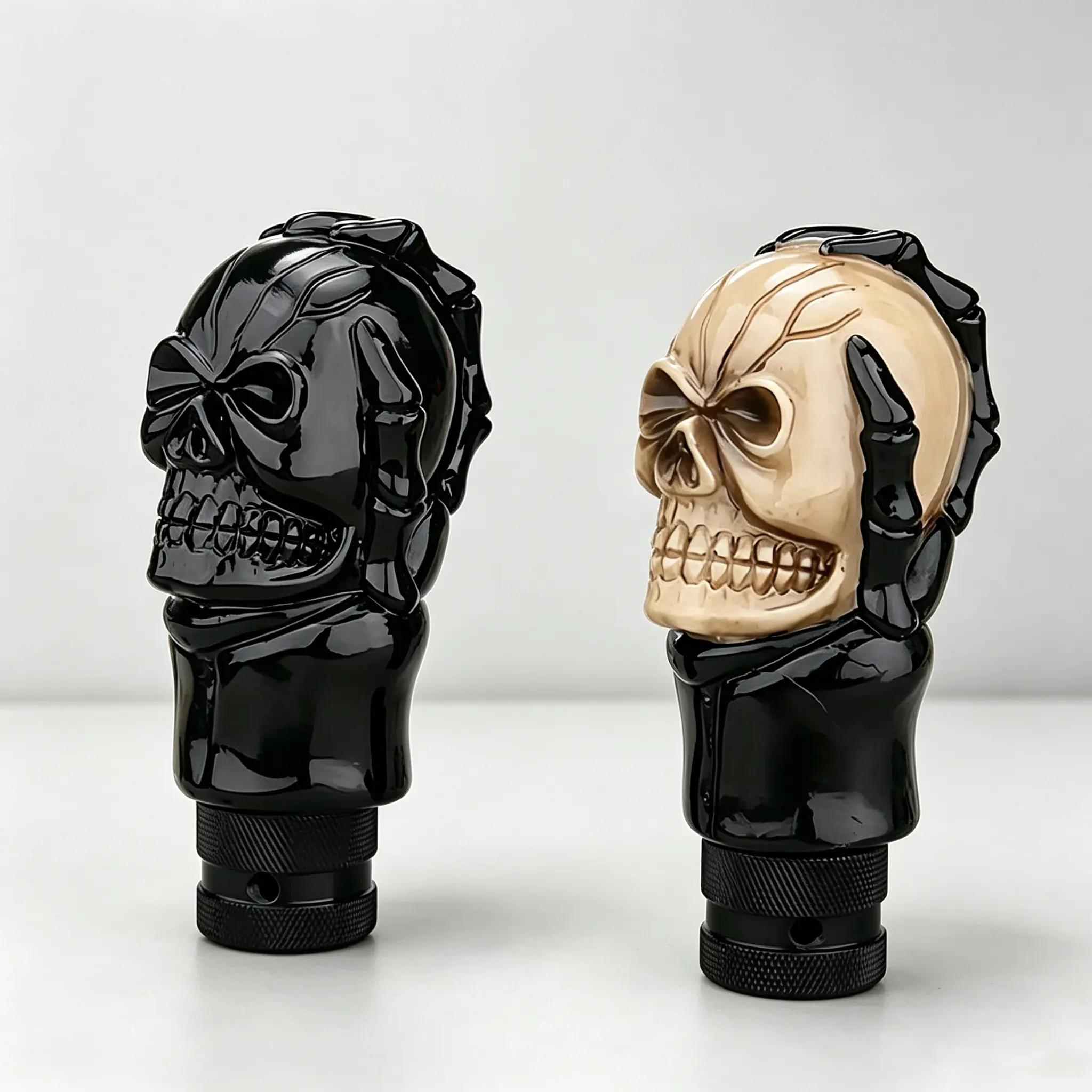 Handmade Black Skull Rose Resin Car Shift Lever Head - Universal Manual Gear Lever Decorative Car Accessories