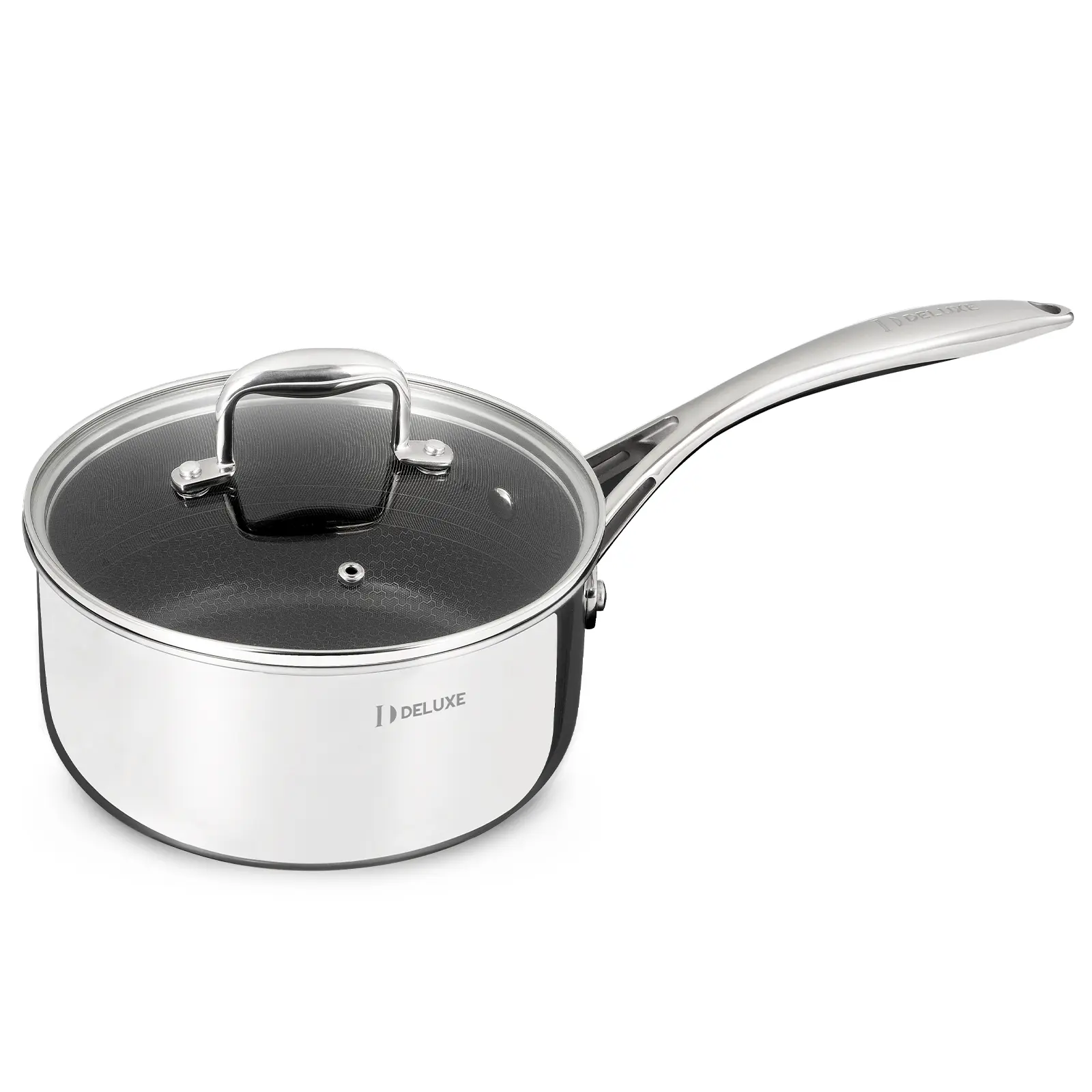 3-Quart Deluxe Hybrid Ceramic Nonstick Saucepan, Premium Kitchen Cookware with Tempered Glass Lid