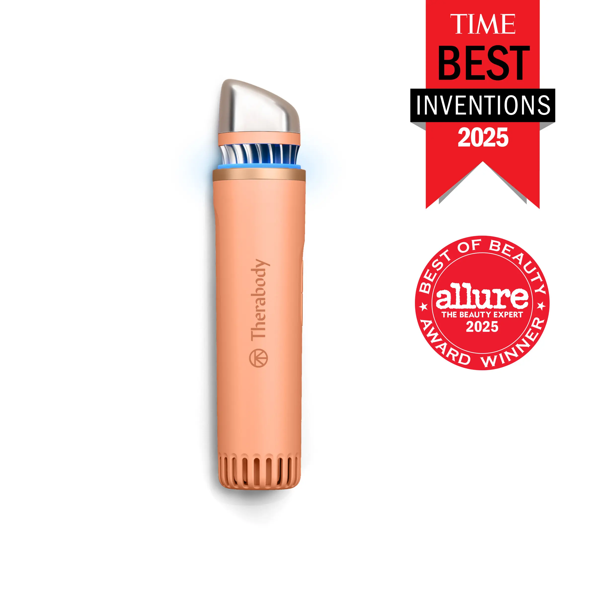 Therabody TheraFace Depuffing Wand - Cold & Heat Facial Treatments (Peach)